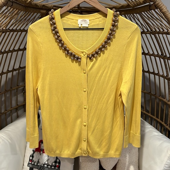 Kate Spade Yellow Embellished Cardigan - Picture 5 of 6